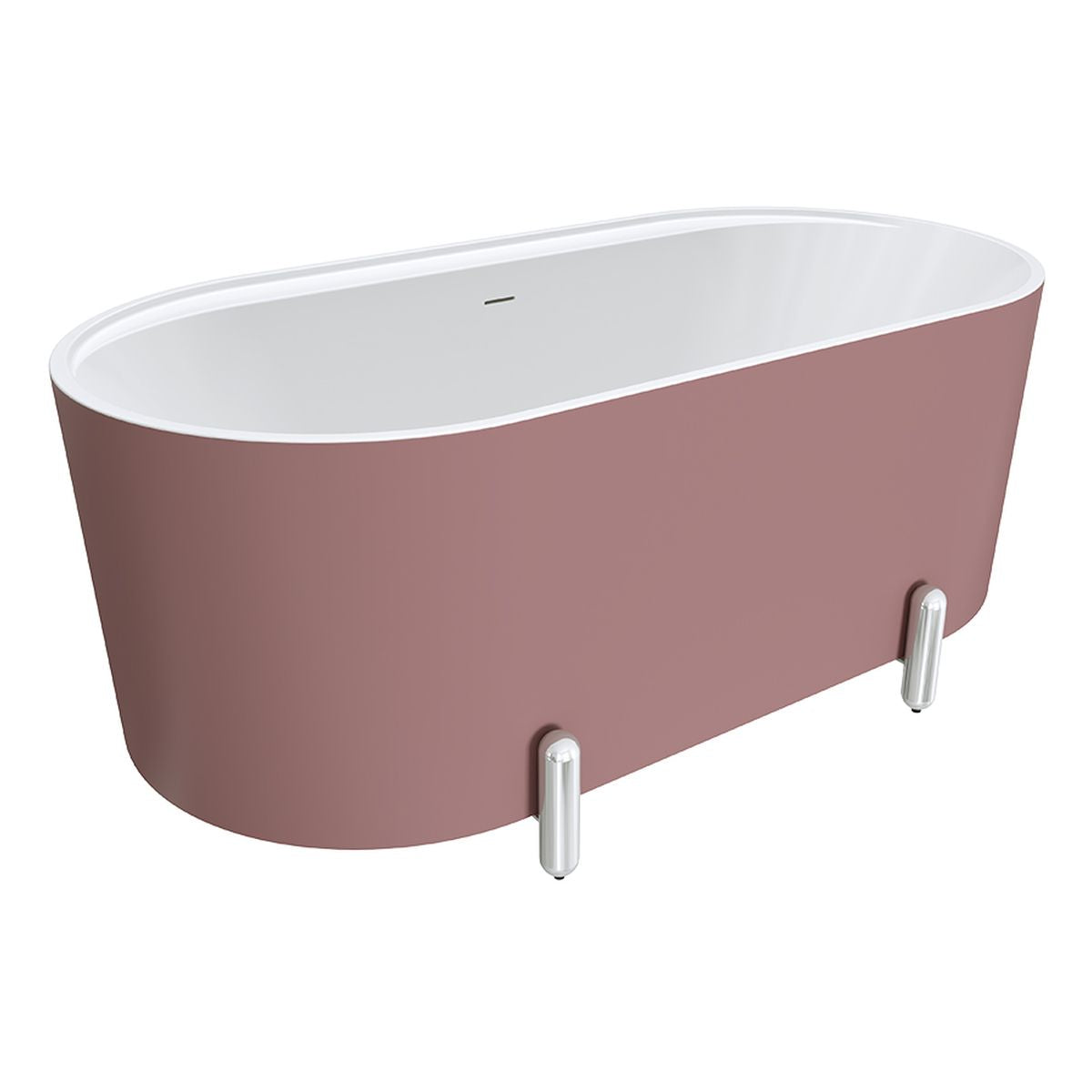 Fienza Aluca Freestanding Bath, 1500mm Matte Rouge with Chrome Legs with Overflow