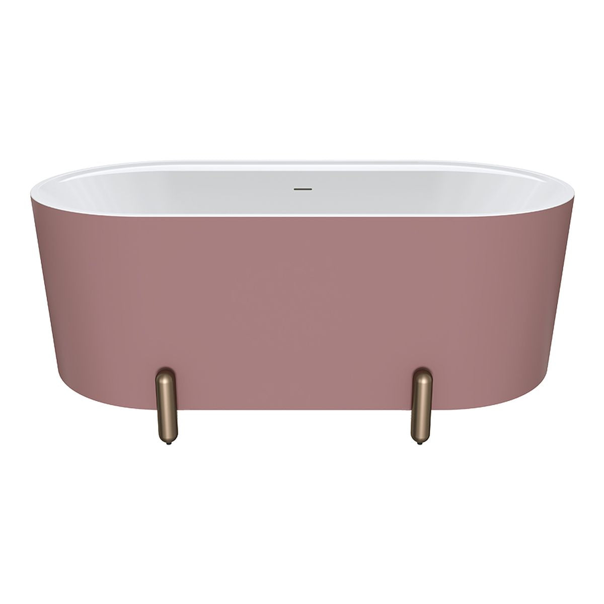 Fienza Aluca Freestanding Bath, 1500mm Matte Rouge with Brushed Copper Legs with Overflow
