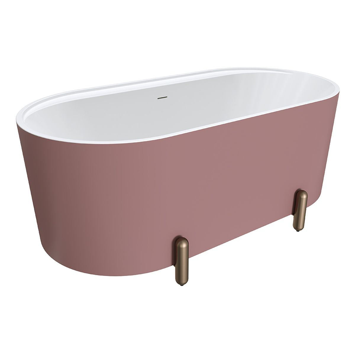 Fienza Aluca Freestanding Bath, 1500mm Matte Rouge with Brushed Copper Legs with Overflow
