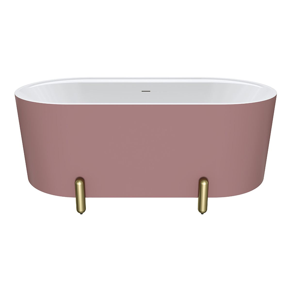 Fienza Aluca Freestanding Bath, 1500mm Matte Rouge with Urban Brass Legs with Overflow
