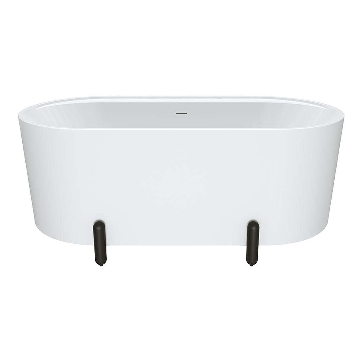 Fienza Aluca Freestanding Bath, 1500mm Matte White with Matte Black Legs with Overflow