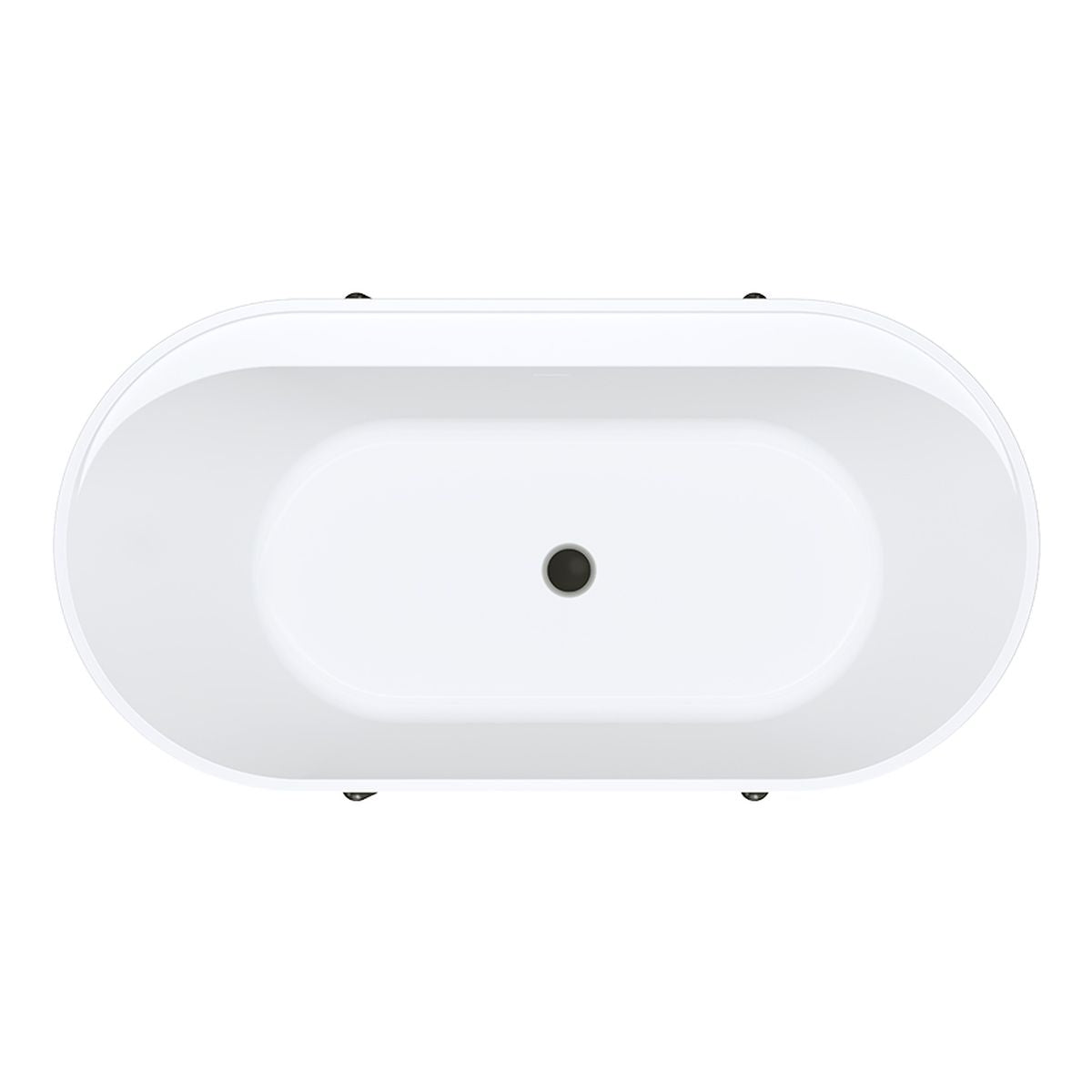Fienza Aluca Freestanding Bath, 1500mm Matte White with Matte Black Legs with Overflow