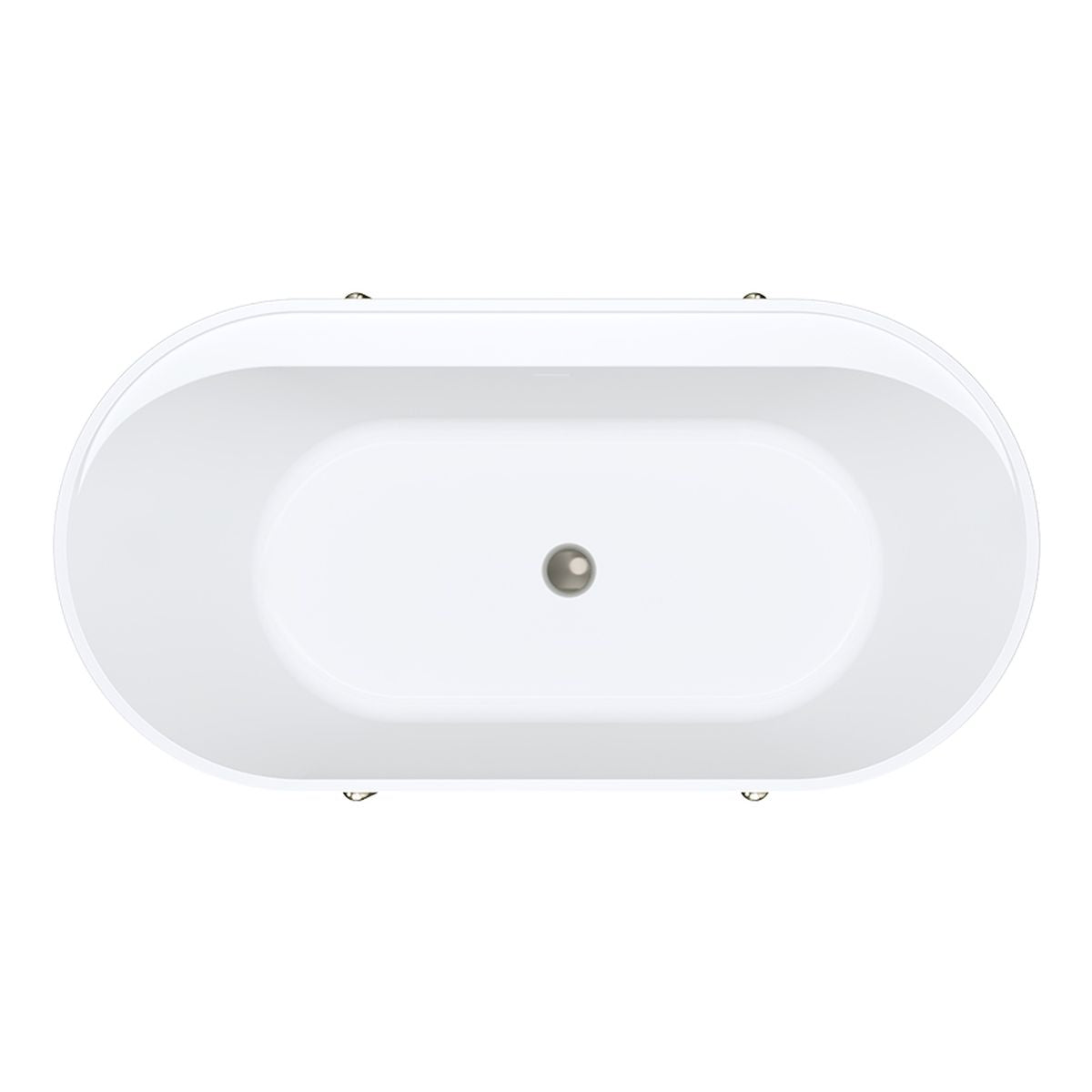 Fienza Aluca Freestanding Bath, 1500mm Matte White with Brushed Nickel Legs with Overflow