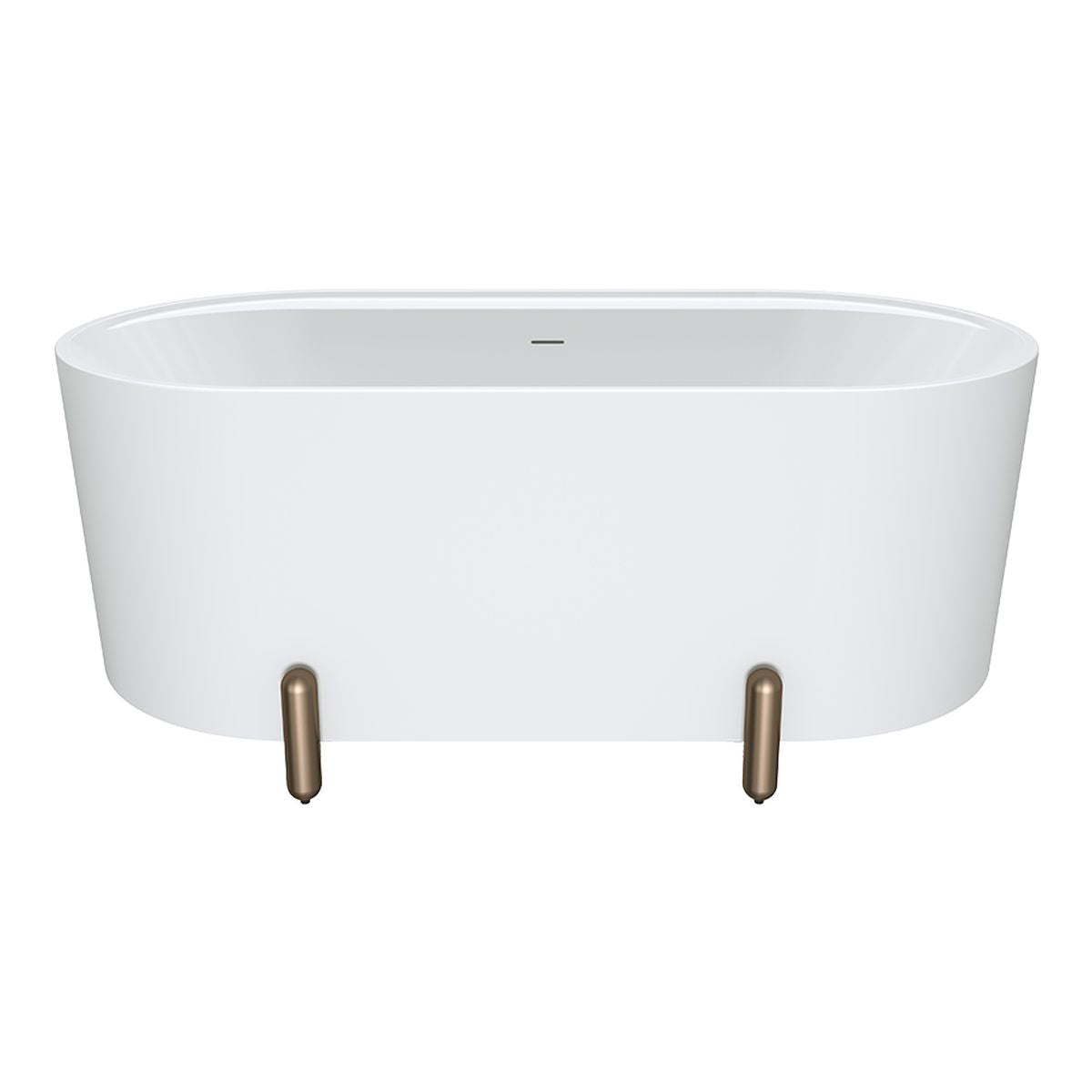 Fienza Aluca Freestanding Bath, 1500mm Matte White with Brushed Copper Legs with Overflow