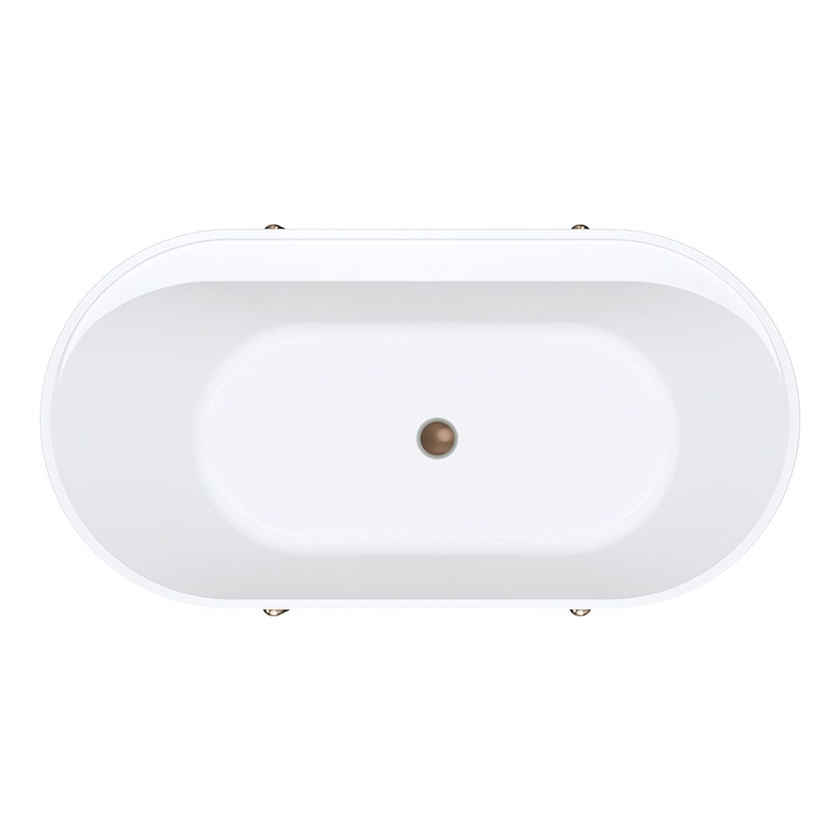 Fienza Aluca Freestanding Bath, 1500mm Matte White with Brushed Copper Legs with Overflow