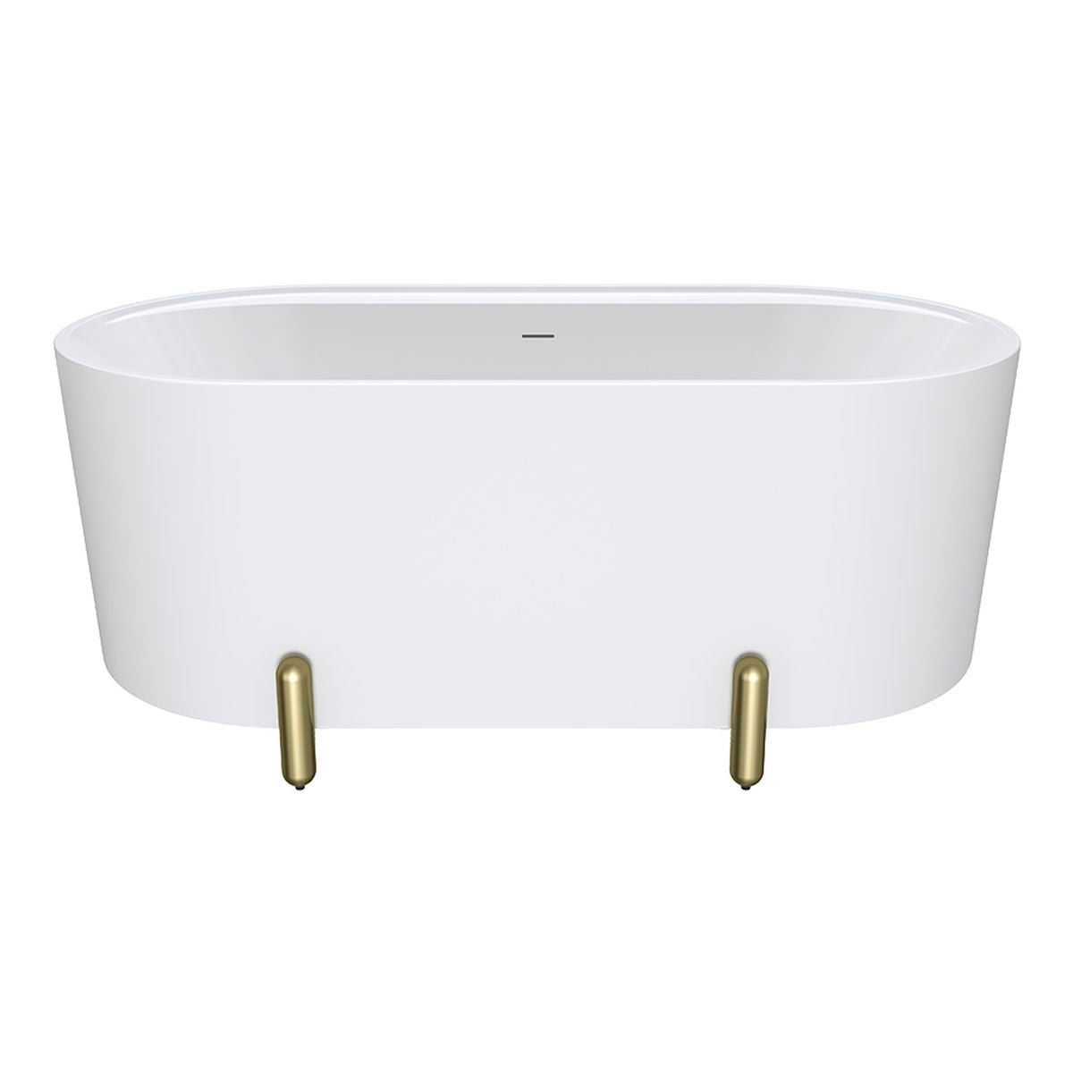 Fienza Aluca Freestanding Bath, 1500mm Matte White with Urban Brass Legs with Overflow