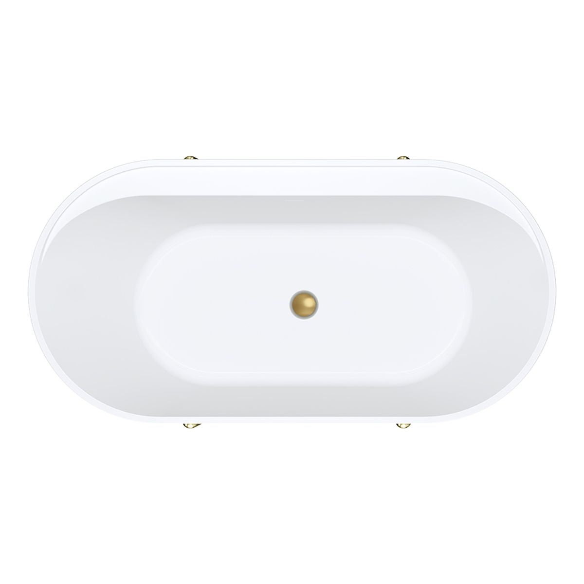 Fienza Aluca Freestanding Bath, 1500mm Matte White with Urban Brass Legs with Overflow