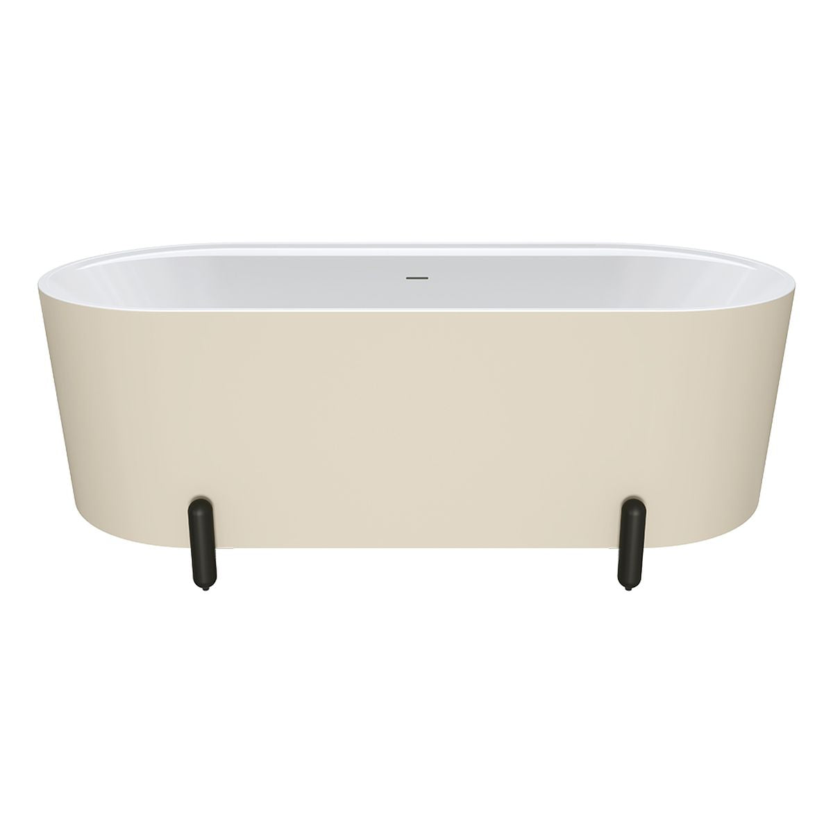 Fienza Aluca Freestanding Bath, 1700mm Matte Khaki with Matte Black Legs with Overflow