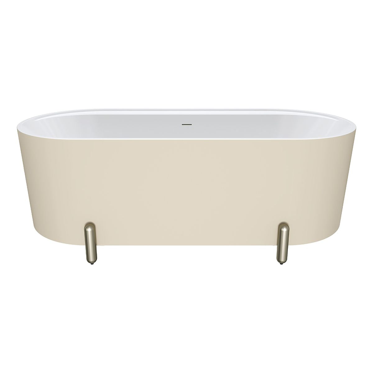 Fienza Aluca Freestanding Bath, 1700mm Matte Khaki with Brushed Nickel Legs with Overflow