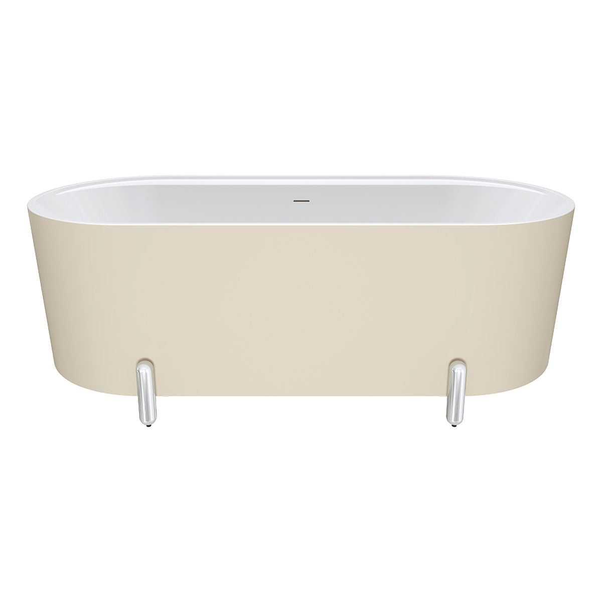 Fienza Aluca Freestanding Bath, 1700mm Matte Khaki with Chrome Legs with Overflow