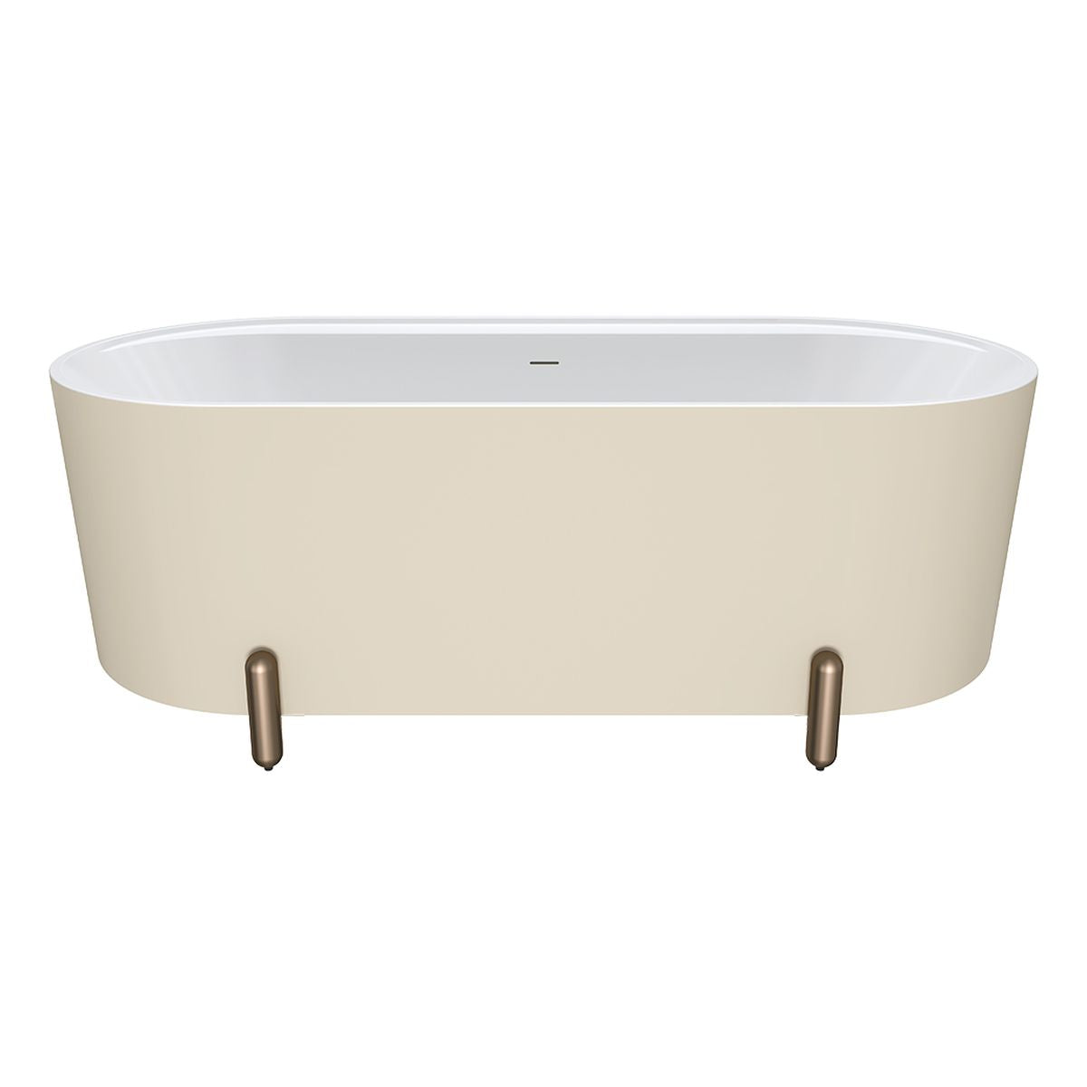 Fienza Aluca Freestanding Bath, 1700mm Matte Khaki with Brushed Copper Legs with Overflow