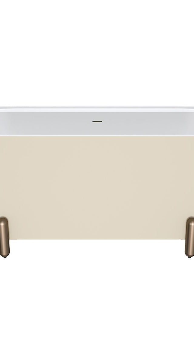 Fienza Aluca Freestanding Bath, 1700mm Matte Khaki with Brushed Copper Legs with Overflow