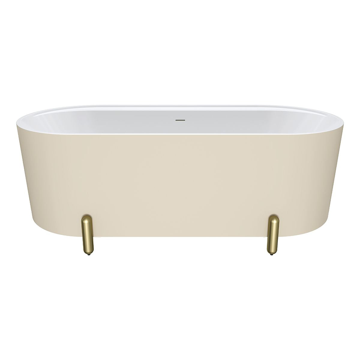 Fienza Aluca Freestanding Bath, 1700mm Matte Khaki with Urban Brass Legs with Overflow