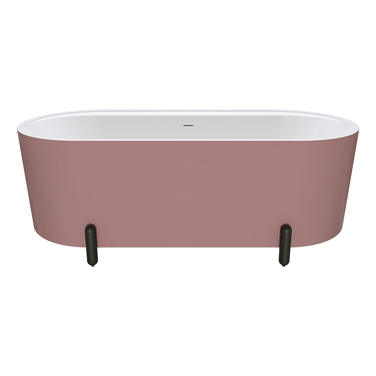 Fienza Aluca Freestanding Bath, 1700mm Matte Rouge with Matte Black Legs with Overflow