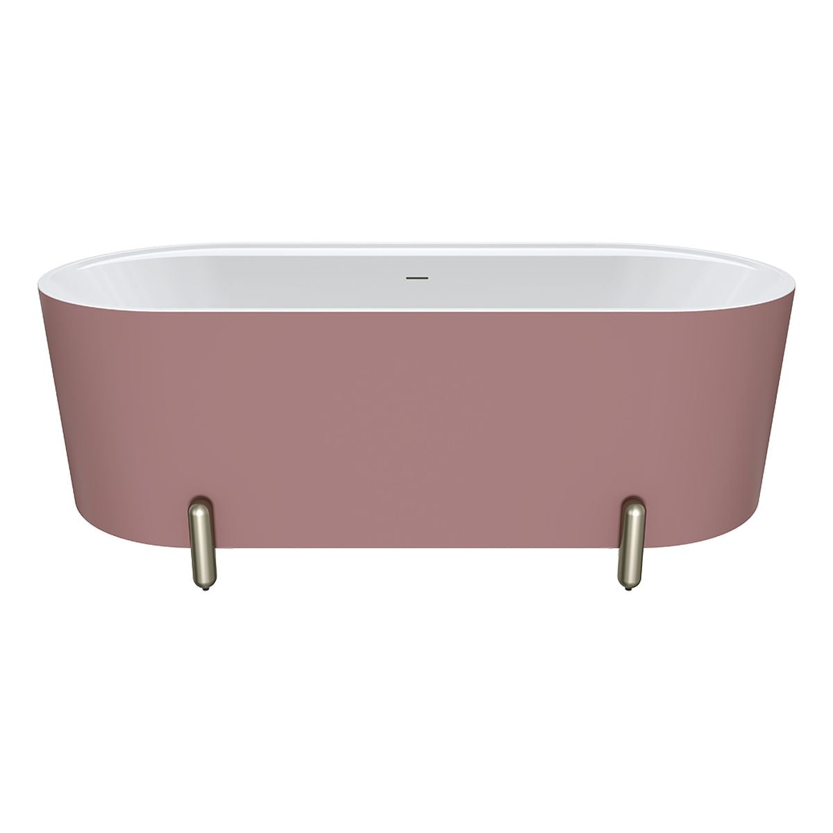 Fienza Aluca Freestanding Bath, 1700mm Matte Rouge with Brushed Nickel Legs with Overflow