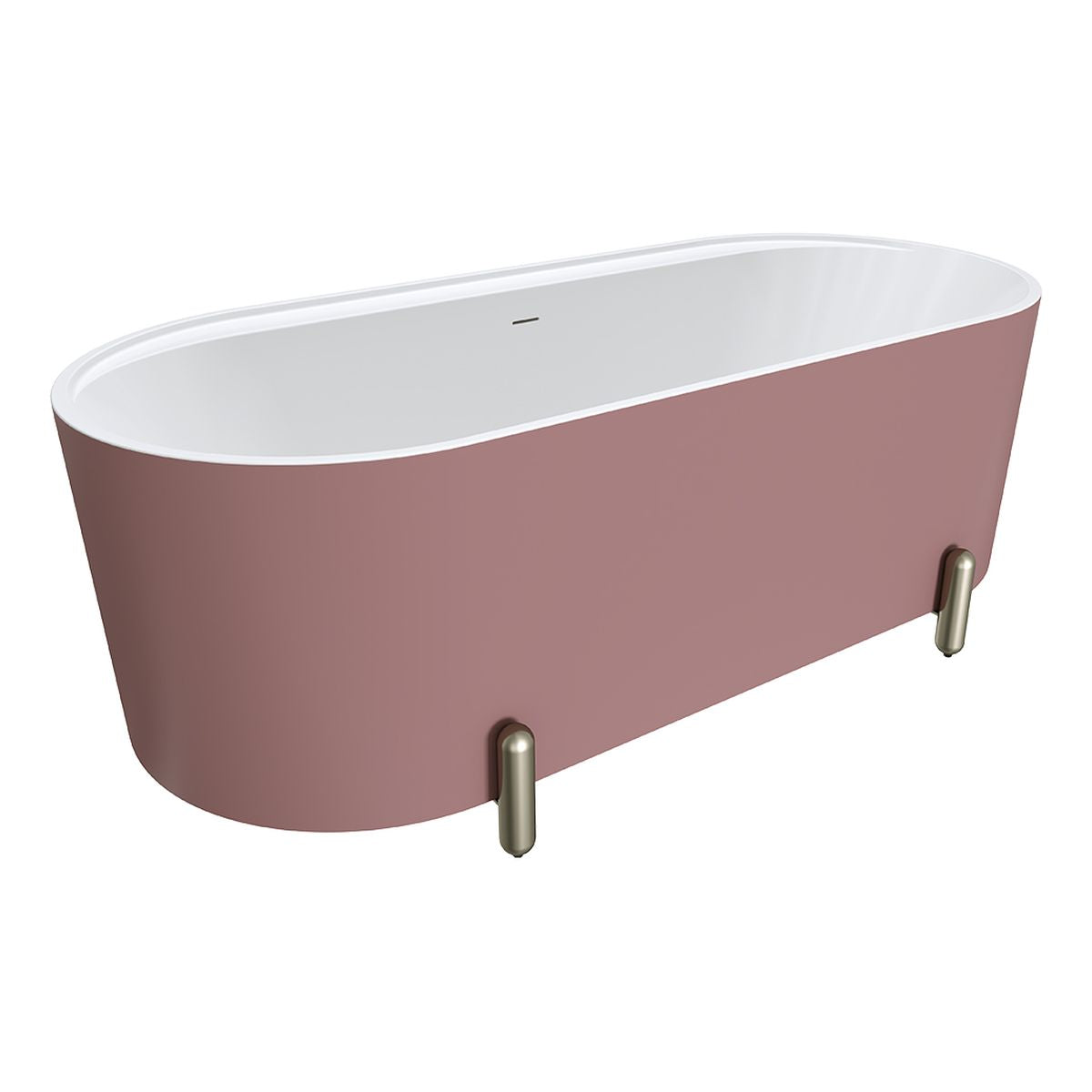 Fienza Aluca Freestanding Bath, 1700mm Matte Rouge with Brushed Nickel Legs with Overflow