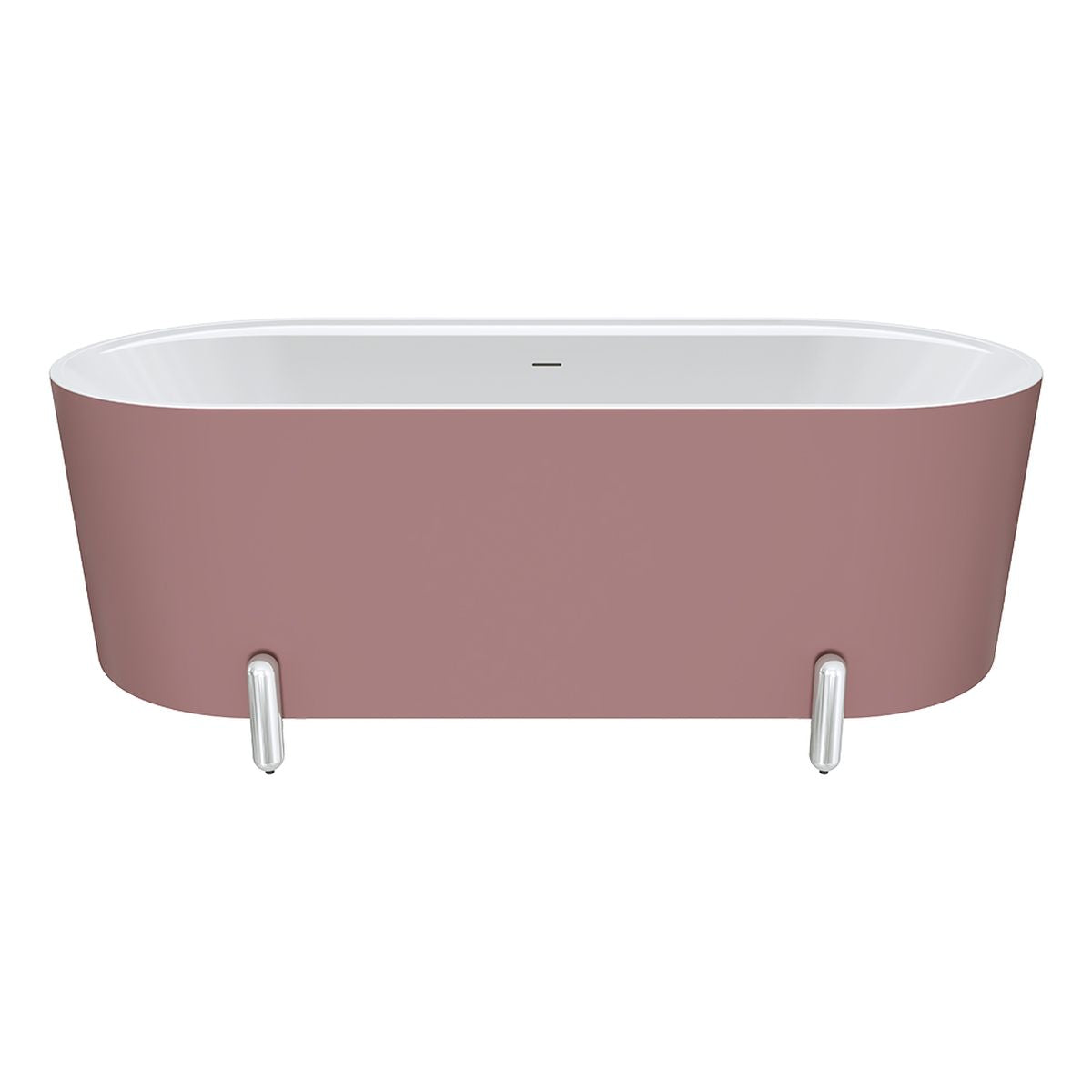 Fienza Aluca Freestanding Bath, 1700mm Matte Rouge with Chrome Legs with Overflow