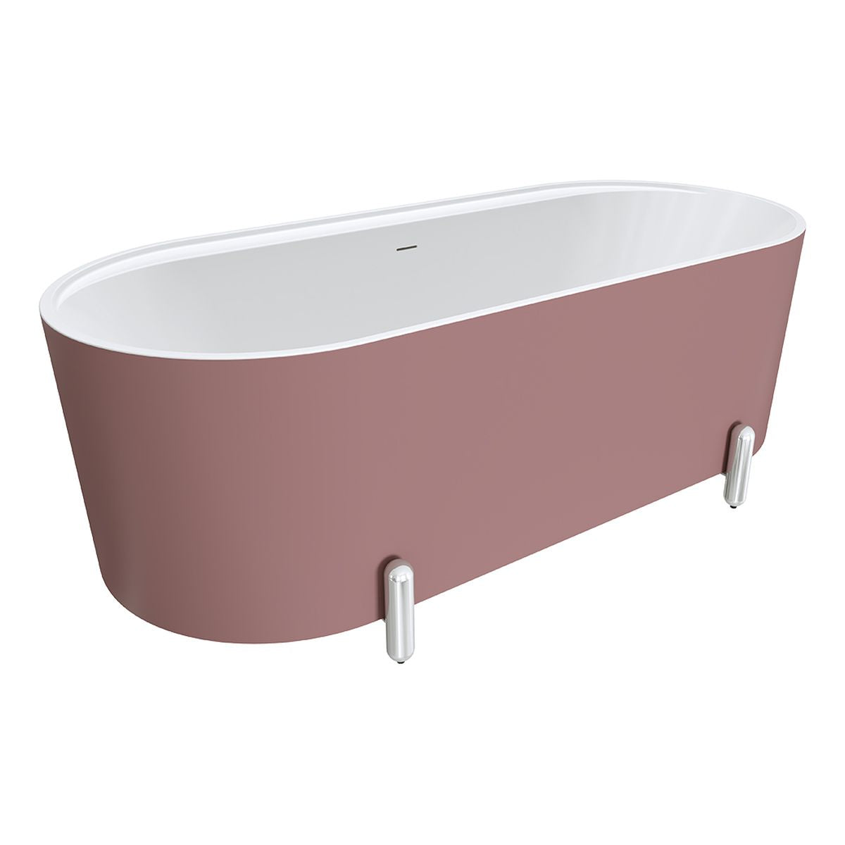 Fienza Aluca Freestanding Bath, 1700mm Matte Rouge with Chrome Legs with Overflow