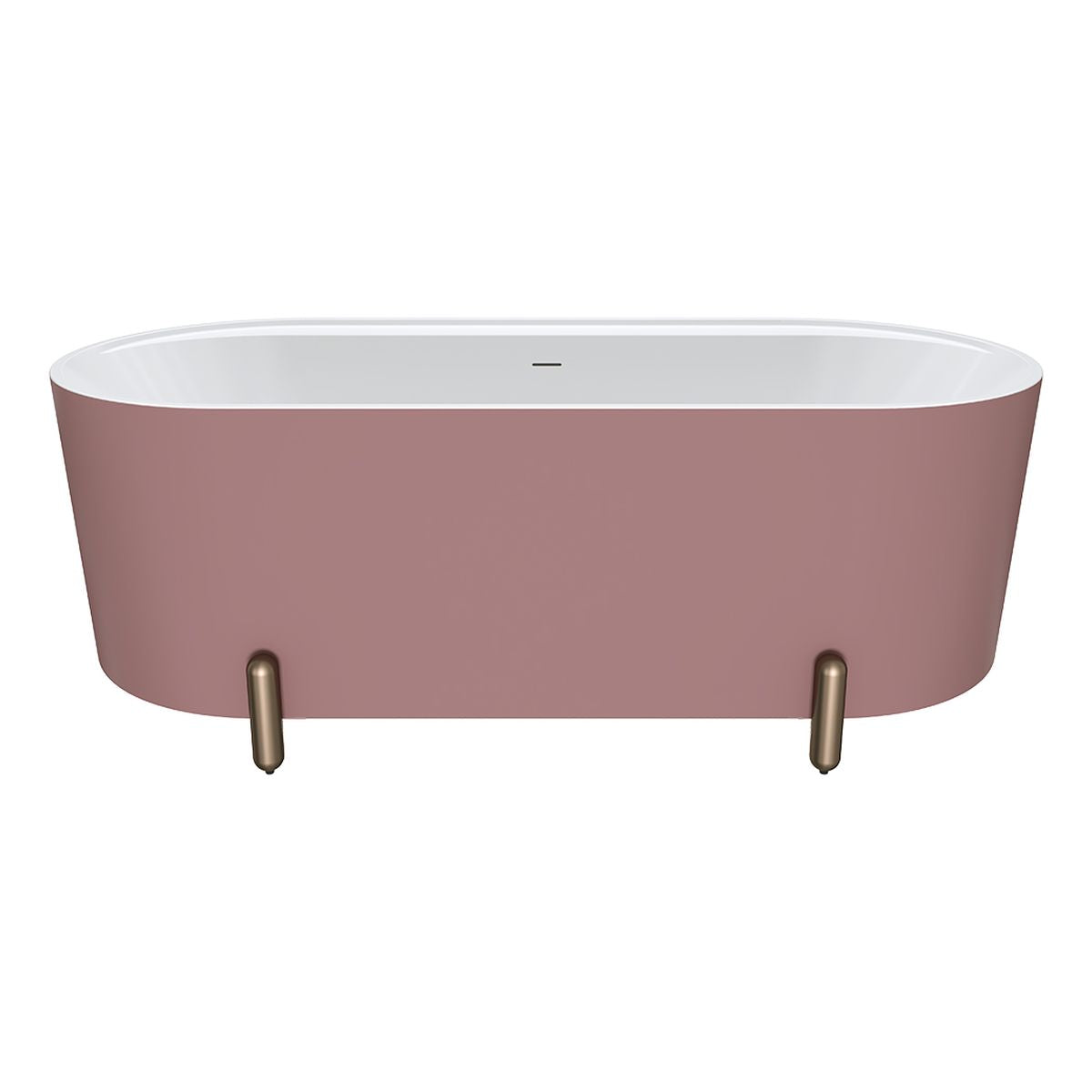 Fienza Aluca Freestanding Bath, 1700mm Matte Rouge with Brushed Copper Legs with Overflow