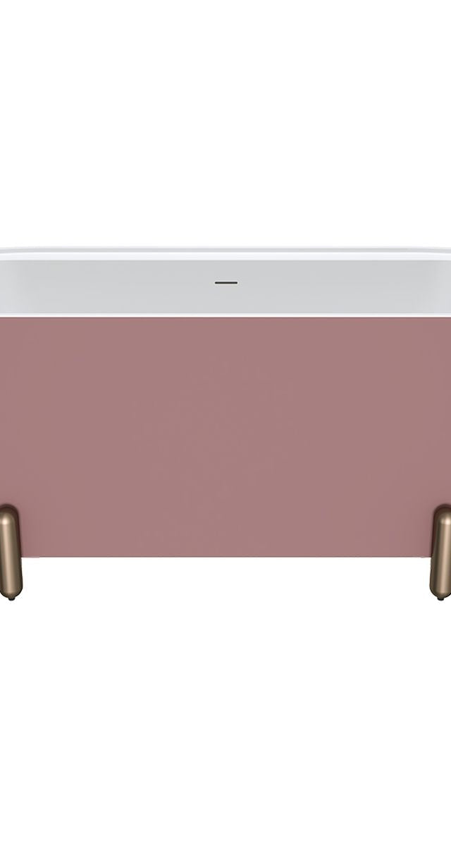 Fienza Aluca Freestanding Bath, 1700mm Matte Rouge with Brushed Copper Legs with Overflow