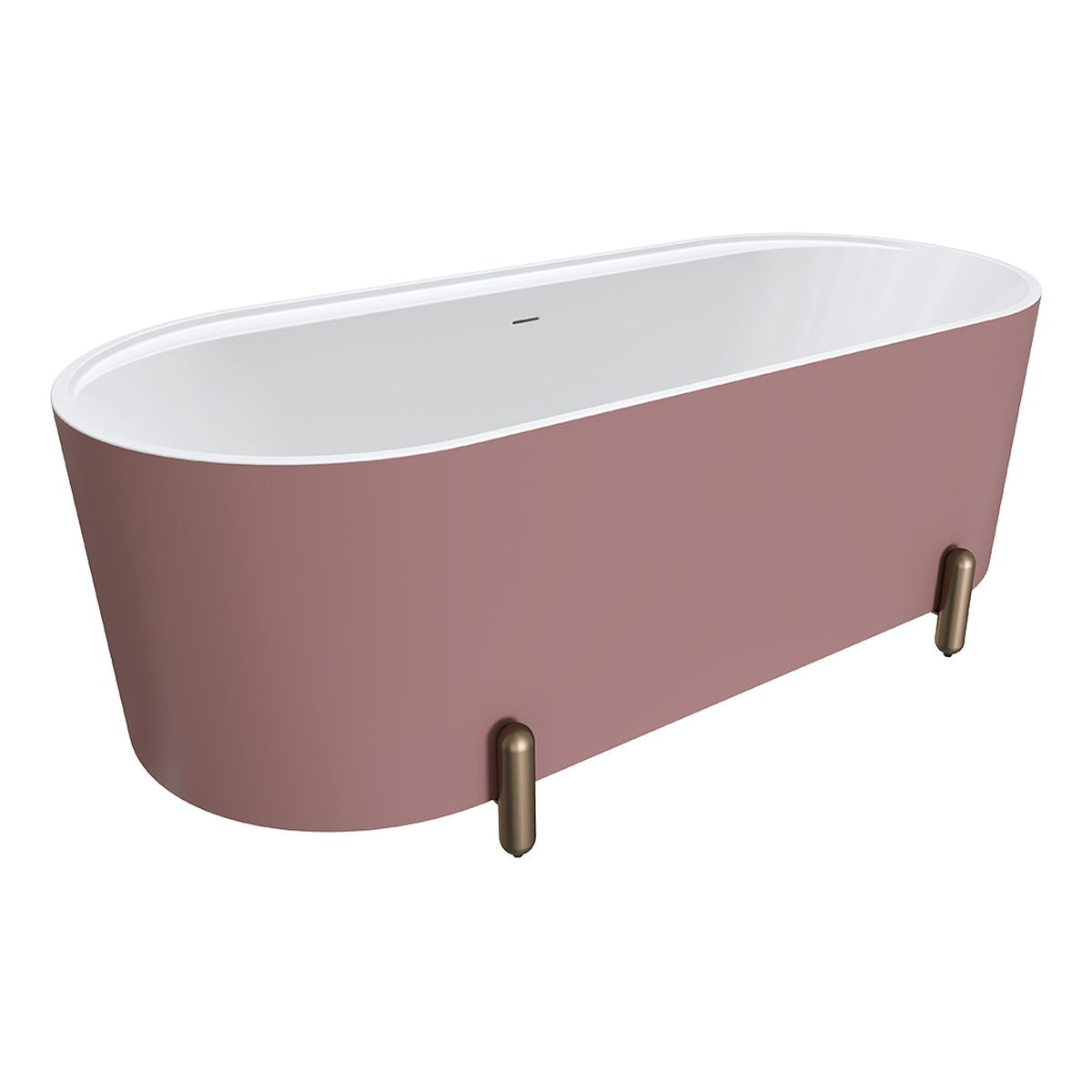 Fienza Aluca Freestanding Bath, 1700mm Matte Rouge with Brushed Copper Legs with Overflow