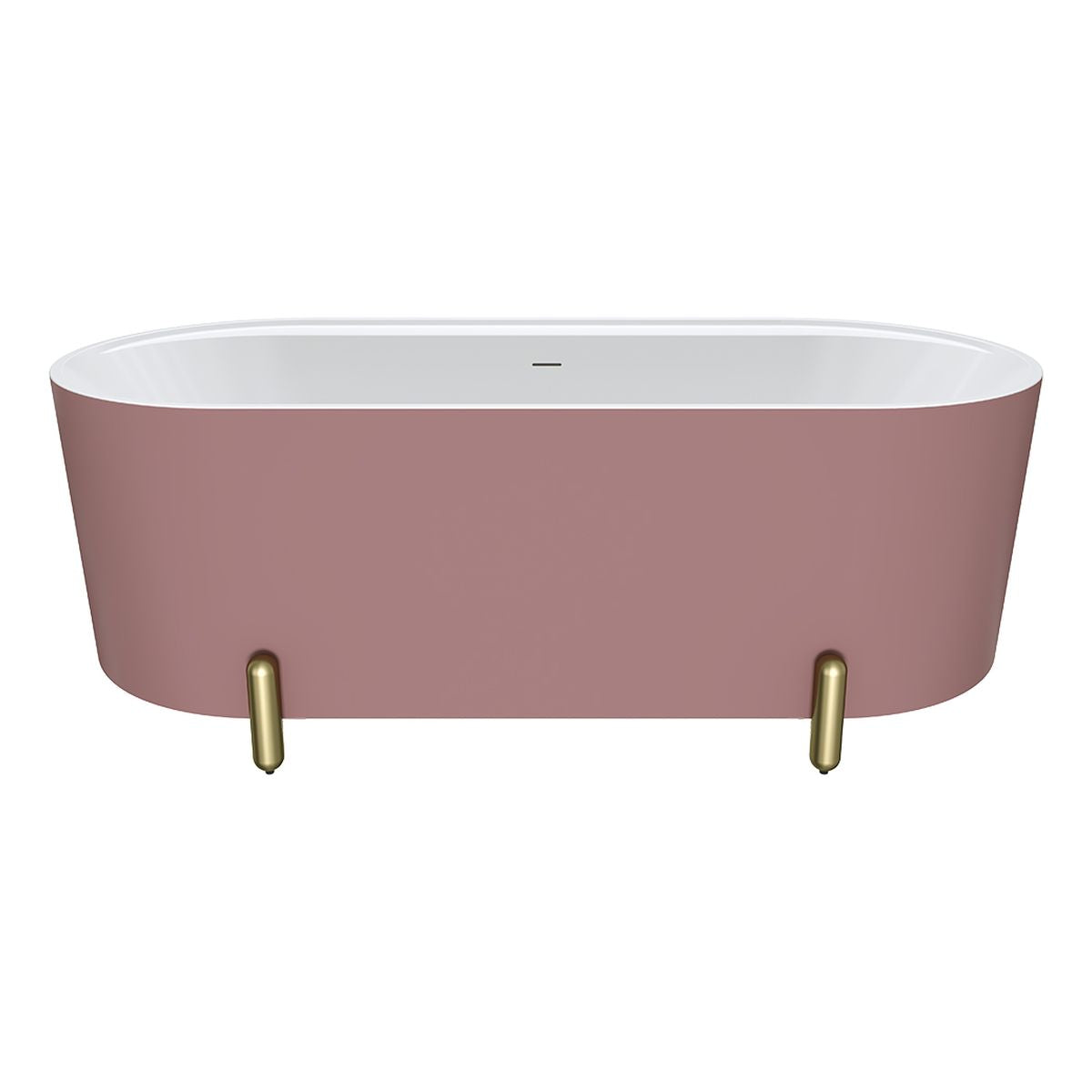 Fienza Aluca Freestanding Bath, 1700mm Matte Rouge with Urban Brass Legs, with Overflow