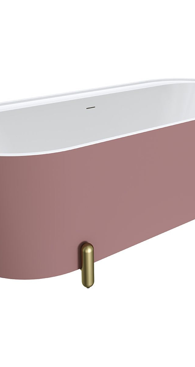 Fienza Aluca Freestanding Bath, 1700mm Matte Rouge with Urban Brass Legs, with Overflow
