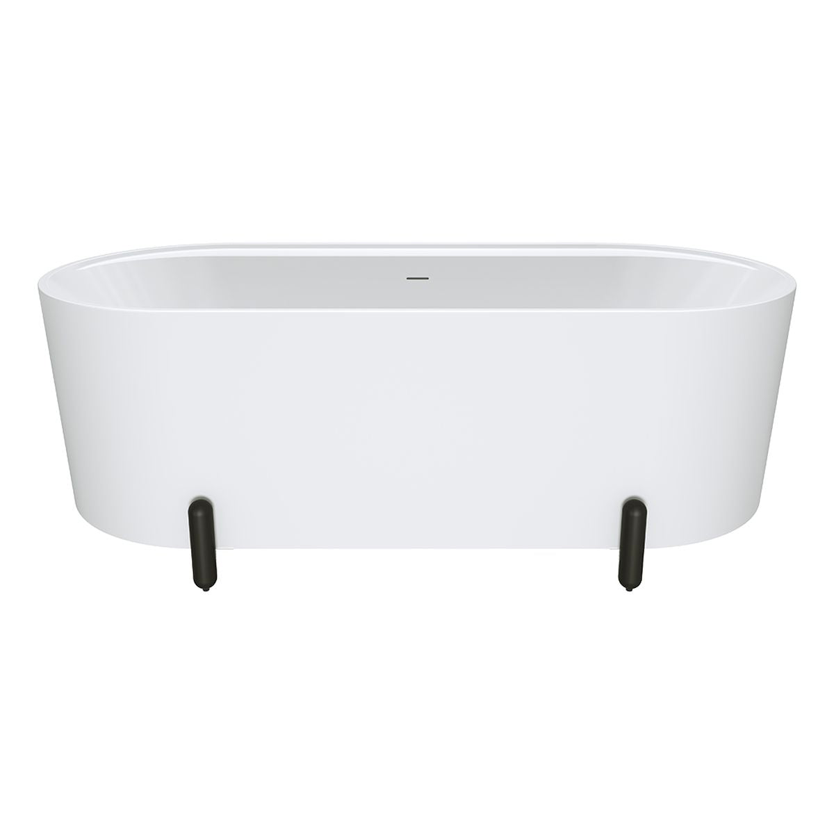 Fienza Aluca Freestanding Bath, 1700mm Matte White with Matte Black Legs with Overflow