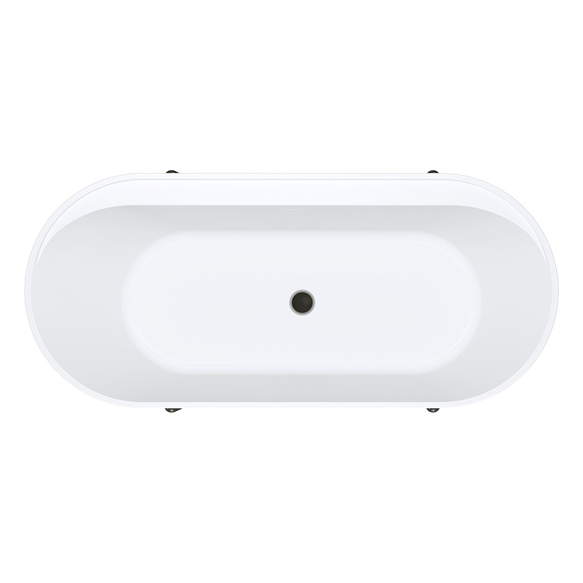 Fienza Aluca Freestanding Bath, 1700mm Matte White with Matte Black Legs with Overflow