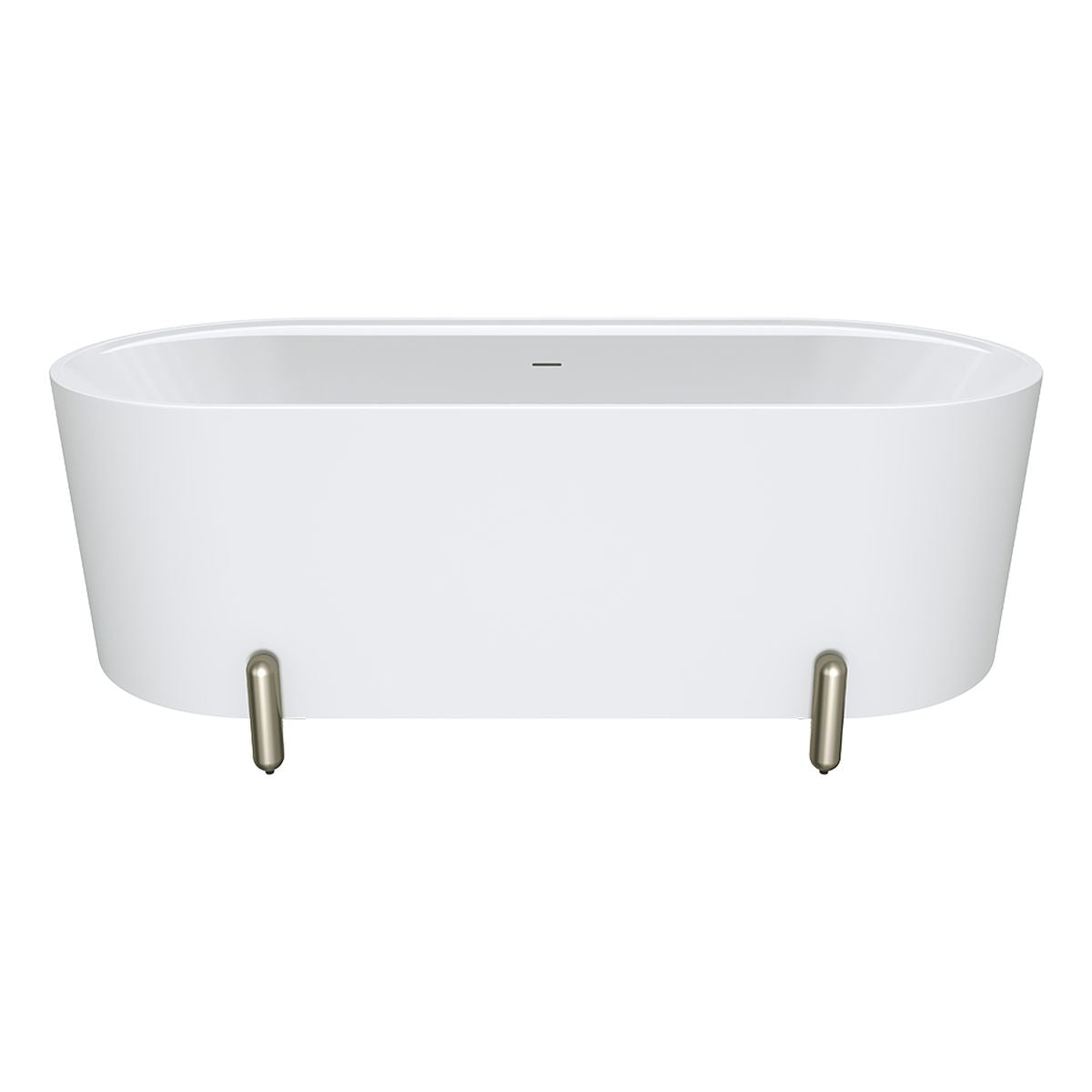 Fienza Aluca Freestanding Bath, 1700mm Matte White with Brushed Nickel Legs with Overflow