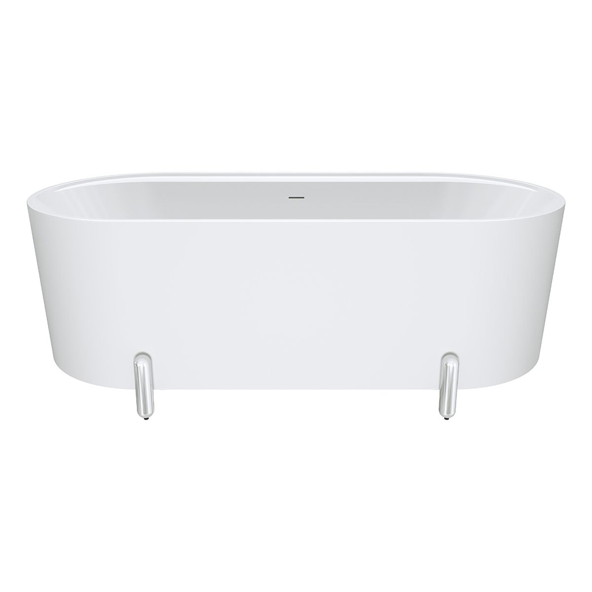 Fienza Aluca Freestanding Bath, 1700mm Matte White with Chrome Legs