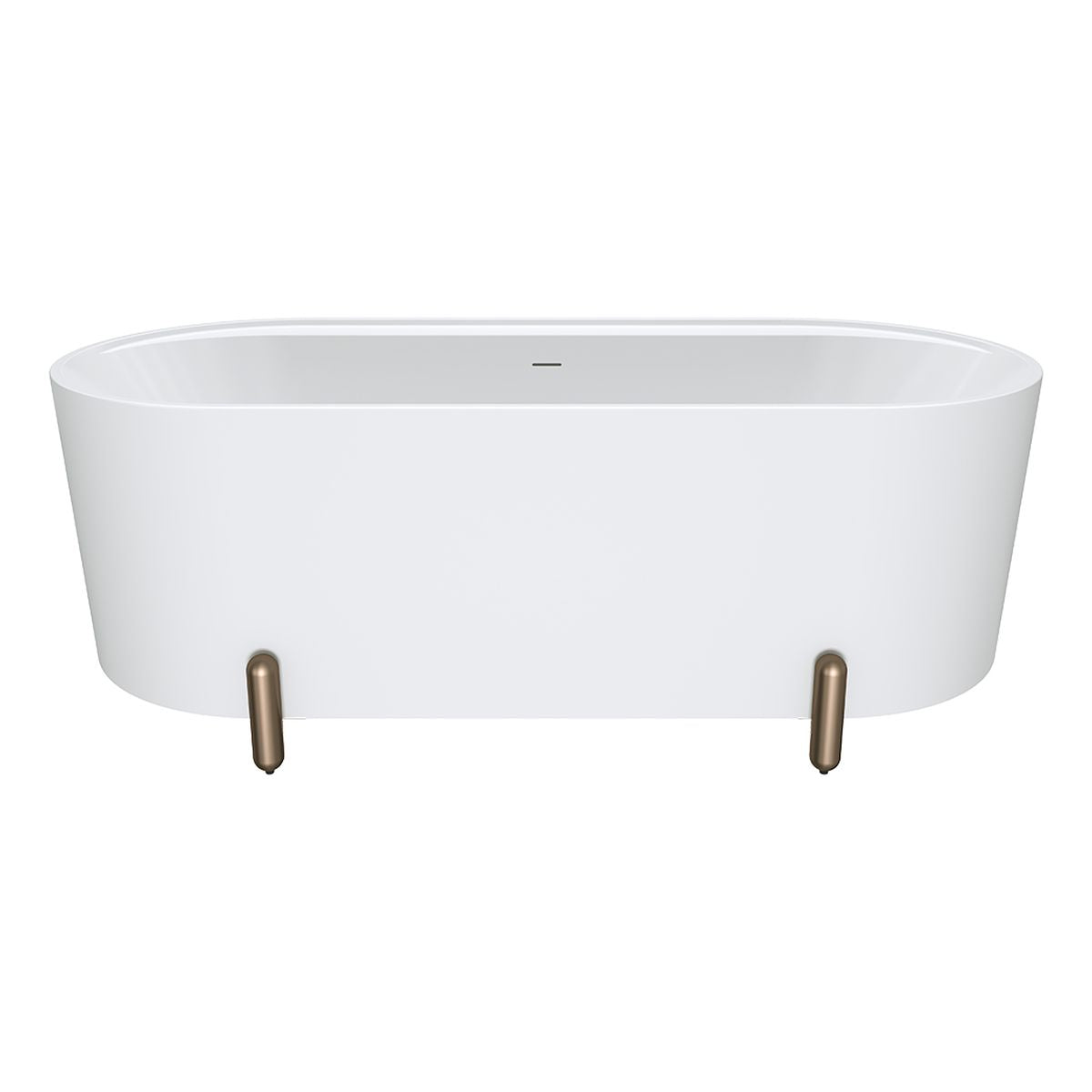 Fienza Aluca Freestanding Bath, 1700mm Matte White with Brushed Copper Legs with Overflow