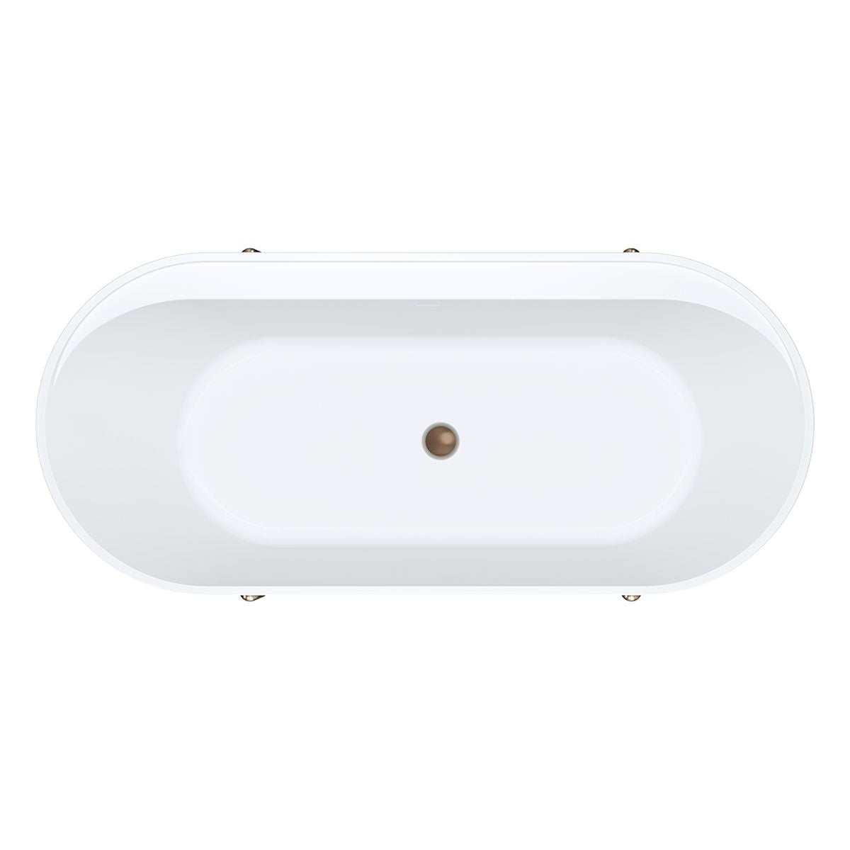 Fienza Aluca Freestanding Bath, 1700mm Matte White with Brushed Copper Legs with Overflow