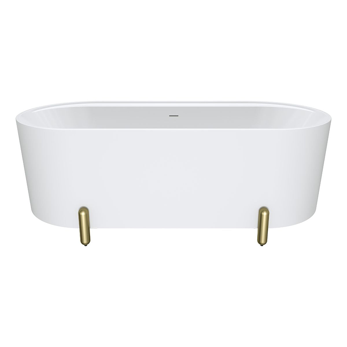 Fienza Aluca Freestanding Bath, 1700mm Matte White with Urban Brass Legs with Overflow