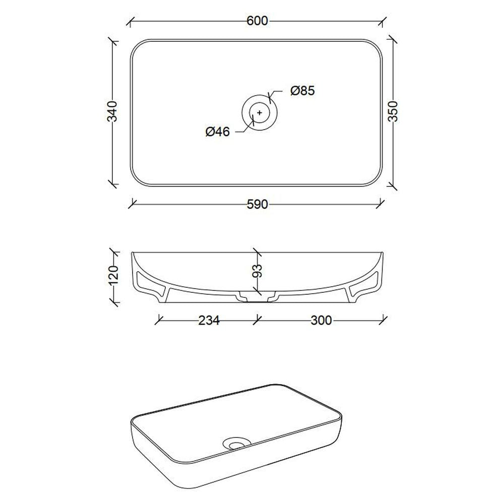 Studio Bagno Form Rectangle Bench Basin - Gloss White