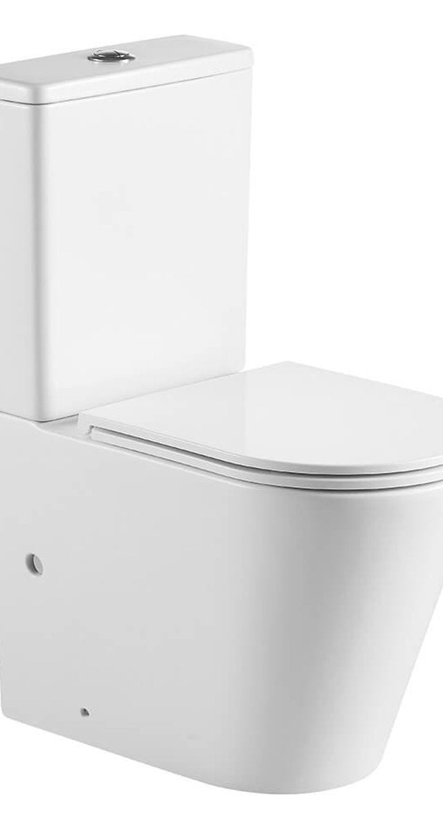 Fino WhisperFlush Matte White Close Coupled Back to Wall Toilet Suite with Thin Seat