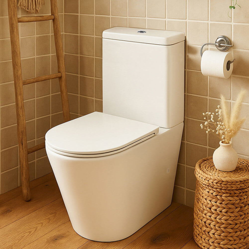 Fino WhisperFlush Matte White Close Coupled Back to Wall Toilet Suite with Thin Seat
