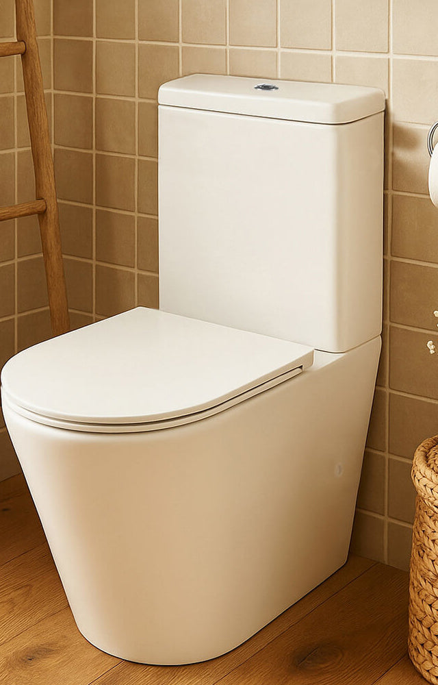 Fino WhisperFlush Matte White Close Coupled Back to Wall Toilet Suite with Thin Seat