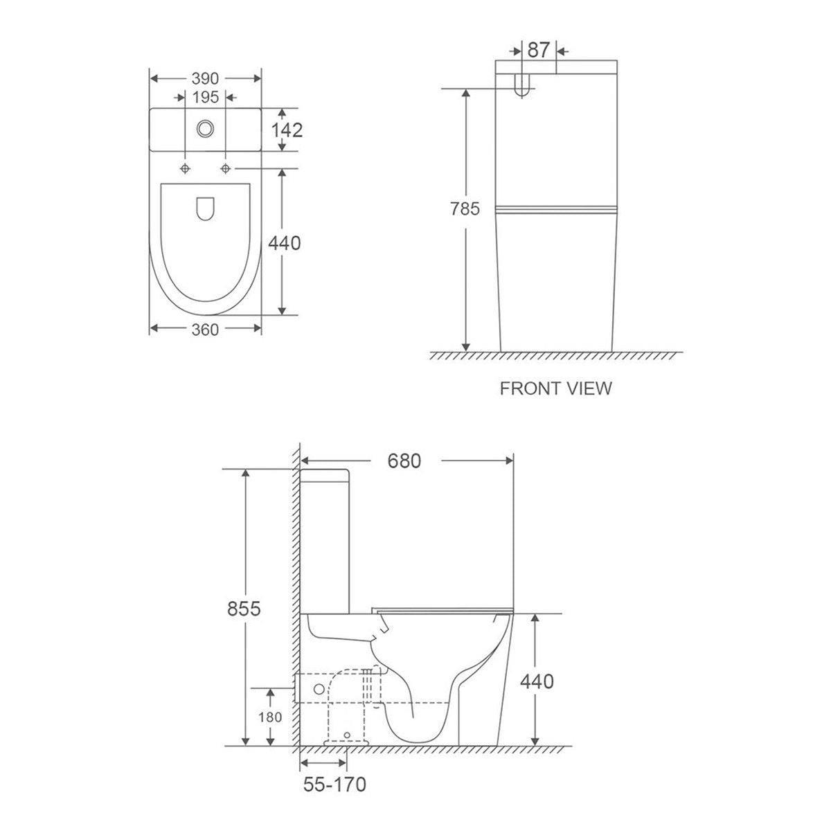Fino WhisperFlush Matte White Close Coupled Back to Wall Toilet Suite with Thin Seat