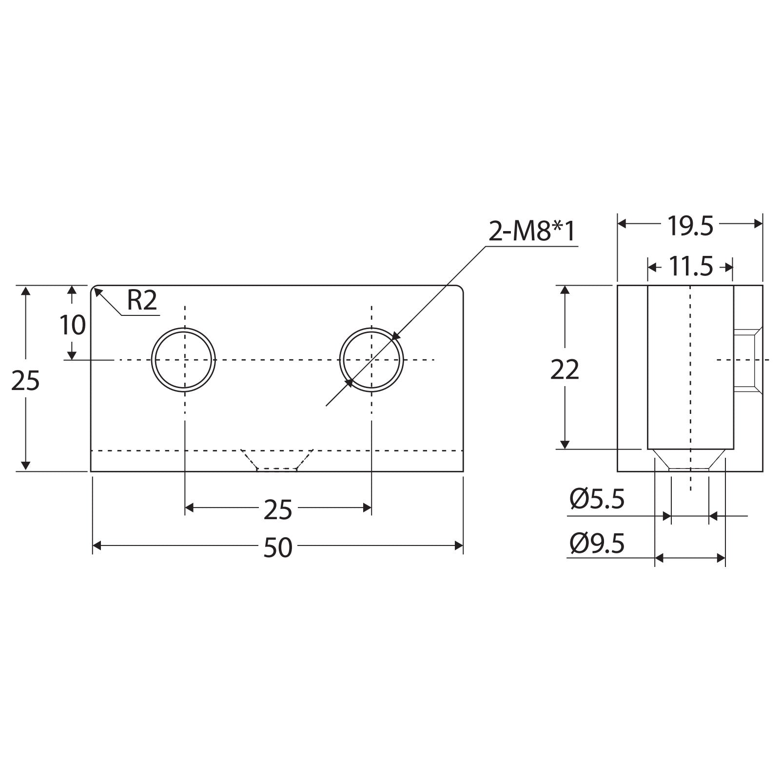 Fienza Wall Bracket for Frameless Shower Panel Brushed Nickel