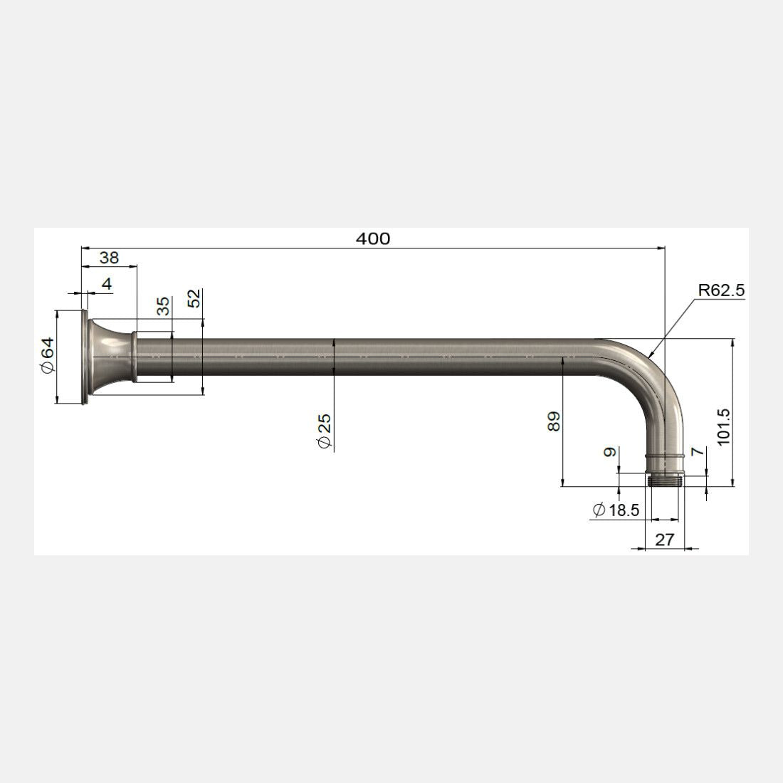 Harrington Shower Arm 400mm
