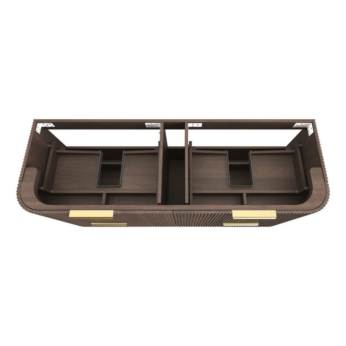 Otti Havana 1500mm Sable Walnut Fluted Wall Hung Fluted Curve Vanity