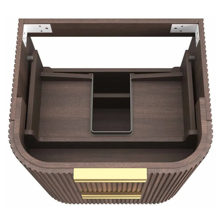 Otti Havana 600mm Sable Walnut Fluted Wall Hung Fluted Curve Vanity