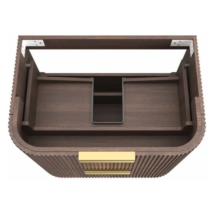 Otti Havana 750mm Sable Walnut Fluted Wall Hung Fluted Curve Vanity