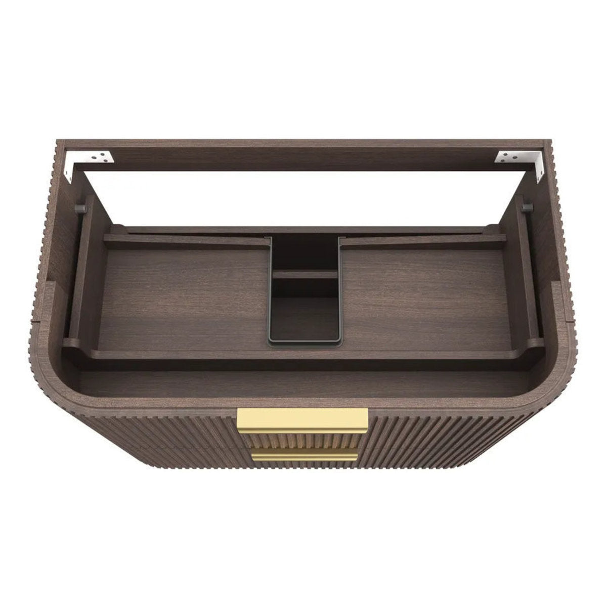 Otti Havana 900mm Sable Walnut Fluted Wall Hung Fluted Curve Vanity
