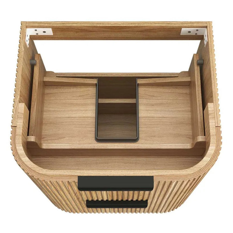 Otti Havana 600mm Woodland Oak Fluted Wall Hung Fluted Curve Vanity