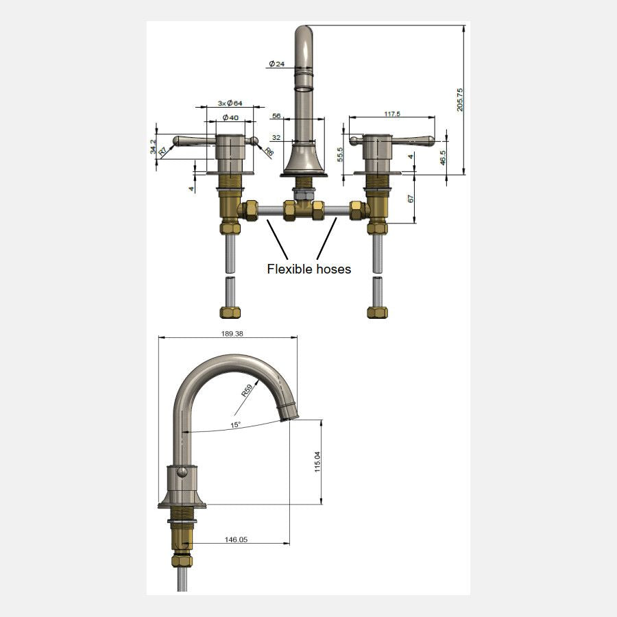 Harrington 3-hole Basin Set