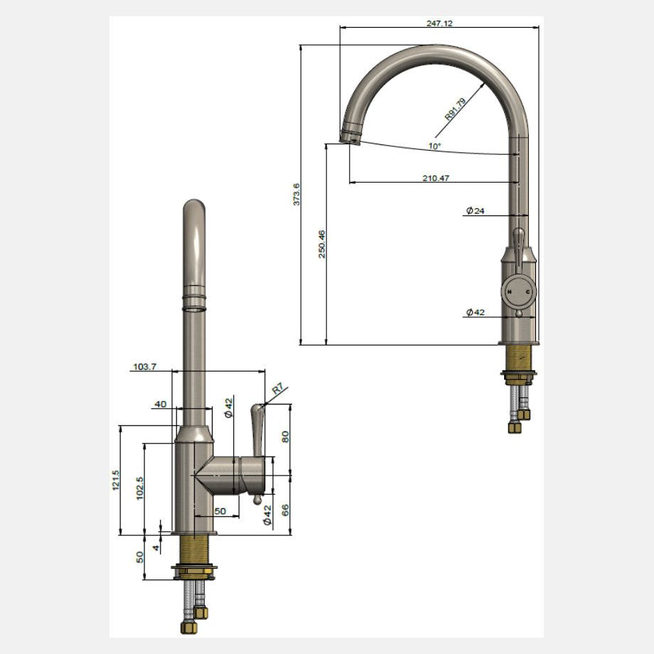 Harrington Kitchen Mixer with Swivel Spout