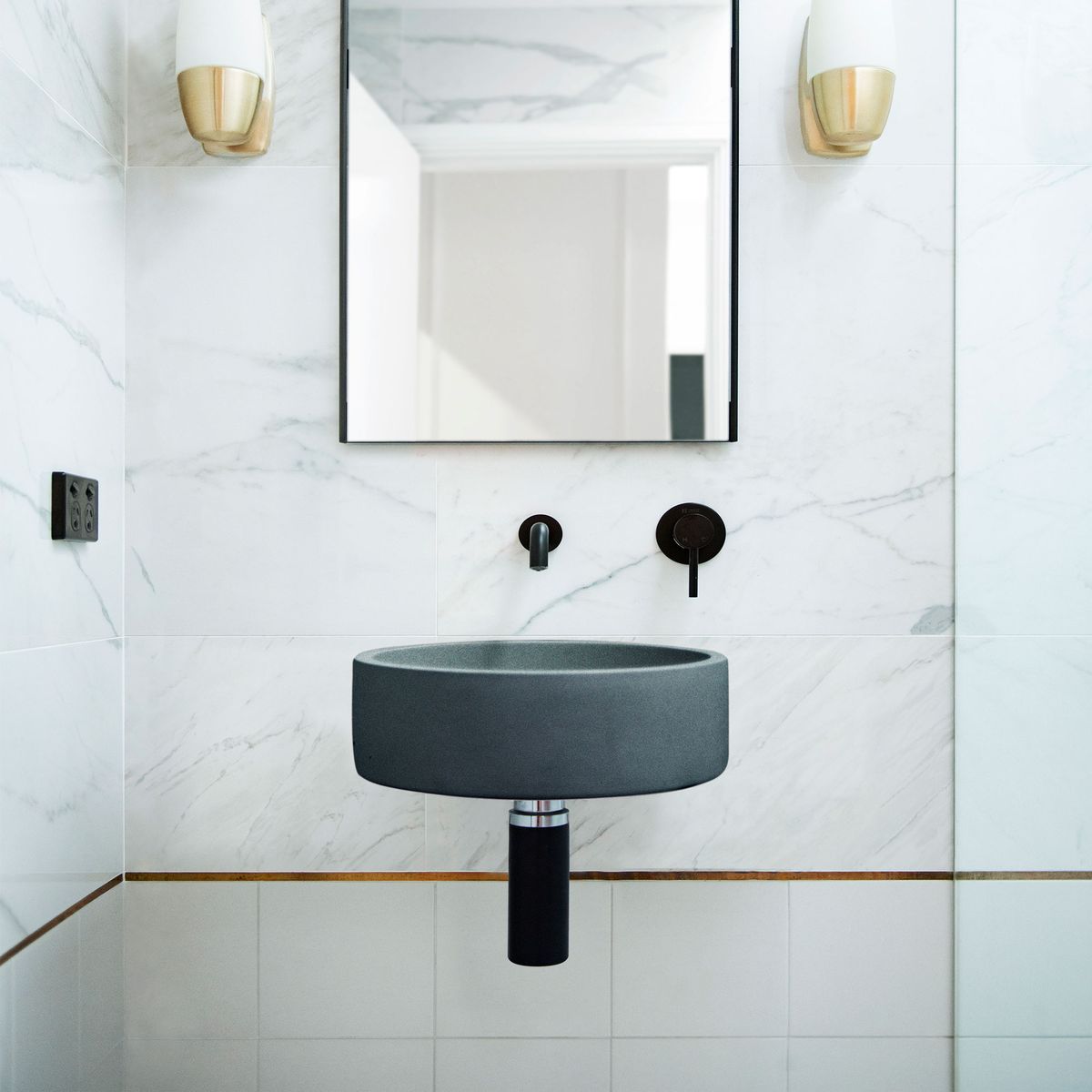 Nood Wall Mount Hoop Basin in Copan Blue