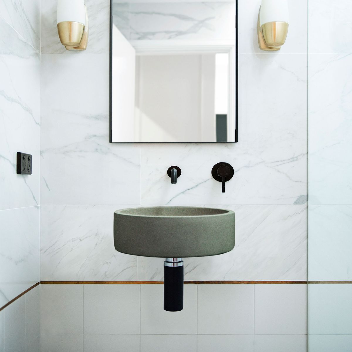 Nood Wall Mount Hoop Basin in Mid Tone Grey